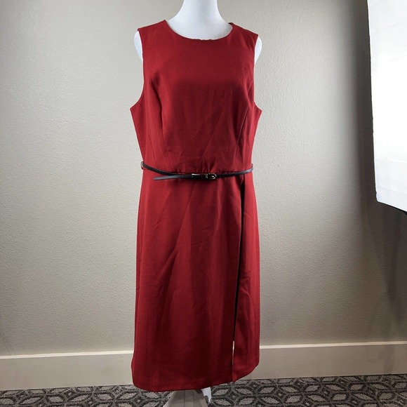 White House Black Market Dresses & Skirts - White House Black Market Dress Women 14 Red Sleeveless Belted Midi Career Work